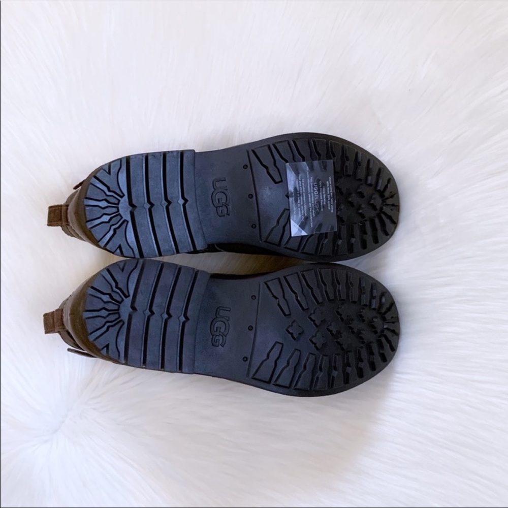 UGG Jaidyn Grizzly Leather Cozy Combat Boots - Picture 8 of 9